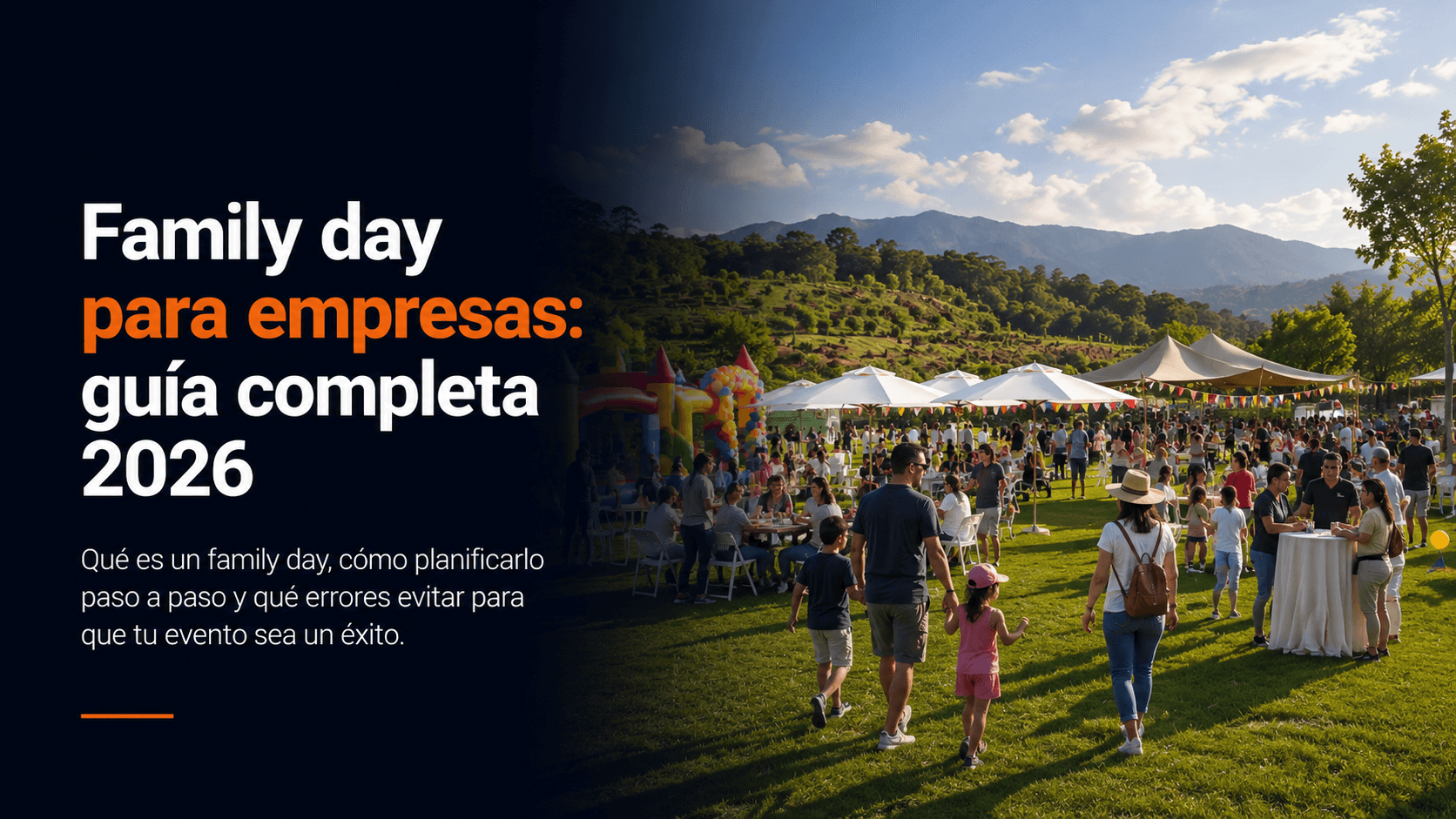 Family day de empresa con familias y niños en un evento corporativo al aire libre